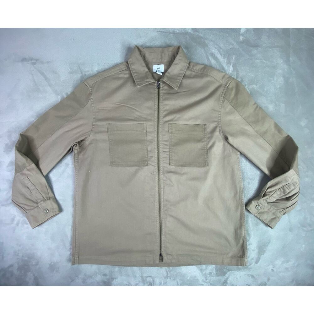 H&M Men’s Large Relaxed Fit Full Zip Khaki Brown Jacket